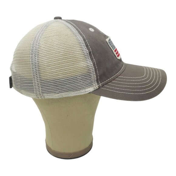 American Flag Patch Strapback Cap Curved Brim Mesh Trucker Baseball Hat Gray - Picture 12 of 14
